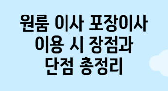 원룸 이사 포장이사 이용 시 장점과 단점 총정리