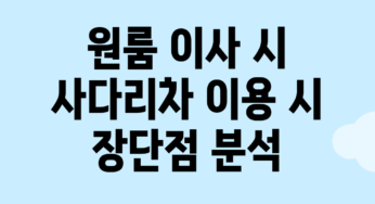 원룸 이사 시 사다리차 이용 시 장단점 분석