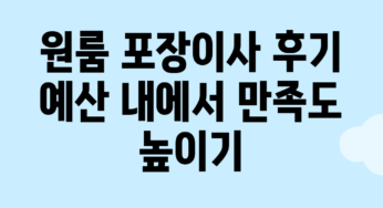 원룸 포장이사 후기: 예산 내에서 만족도 높이기