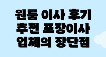 원룸 이사 후기: 추천 포장이사 업체의 장단점