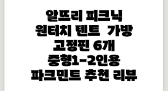 알뜨리 피크닉 원터치 텐트 + 가방 + 고정핀 6개, 중형(1-2인용), 파크민트 추천 리뷰
