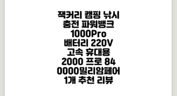 잭커리 캠핑 낚시 충전 파워뱅크 1000Pro 배터리 220V 고속 휴대용, 2000 프로, 840000밀리암페어, 1개 추천 리뷰