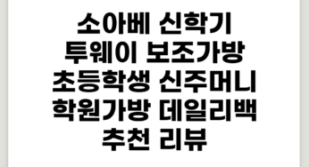 소아베 신학기 투웨이 보조가방 초등학생 신주머니 학원가방 데일리백 추천 리뷰