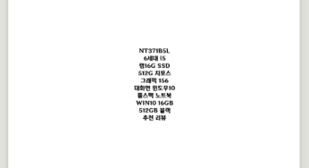 NT371B5L 6세대 i5/ 램16G/ SSD 512G/ 지포스 그래픽/ 15.6 대화면/ 윈도우10 풀스펙 노트북, WIN10, 16GB, 512GB, 블랙 추천 리뷰