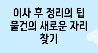 이사 후 정리의 팁: 물건의 새로운 자리 찾기