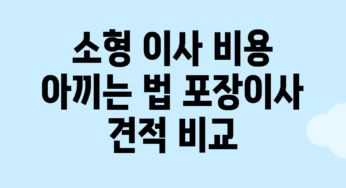 소형 이사 비용 아끼는 법: 포장이사 견적 비교