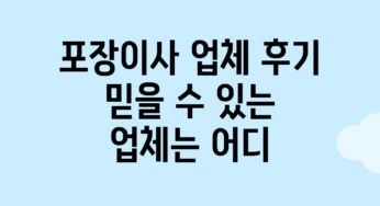 포장이사 업체 후기: 믿을 수 있는 업체는 어디?