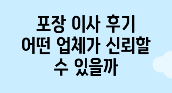 포장 이사 후기: 어떤 업체가 신뢰할 수 있을까?