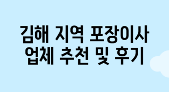 김해 지역 포장이사 업체 추천 및 후기