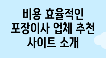 비용 효율적인 포장이사 업체 추천 사이트 소개